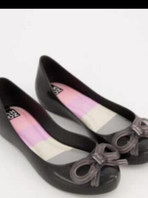 Zaxy black flat shoe with transparent bow tie