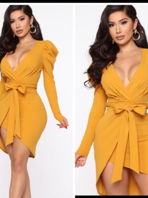 Fashionnova mustard sexy bodycon dress