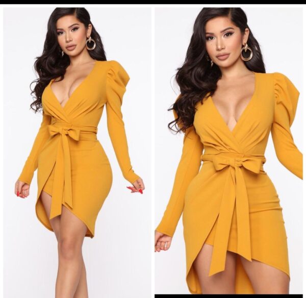Fashionnova mustard sexy bodycon dress