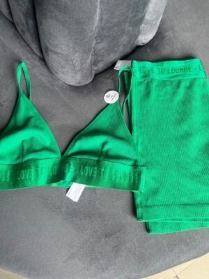 Primark two piece lingerie set in green 12/14