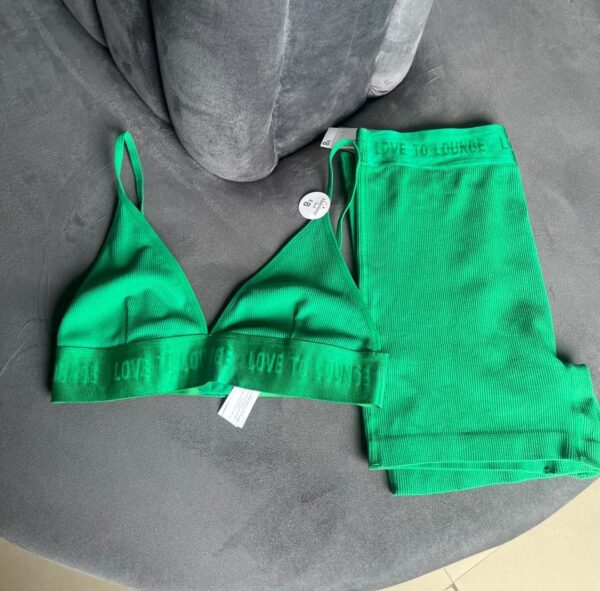 Primark two piece lingerie set in green 12/14