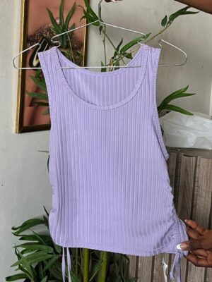 Shein ribbed purple side drawstring top 10