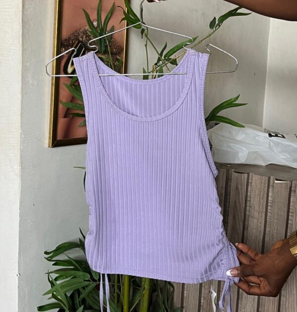 Shein ribbed purple side drawstring top 10