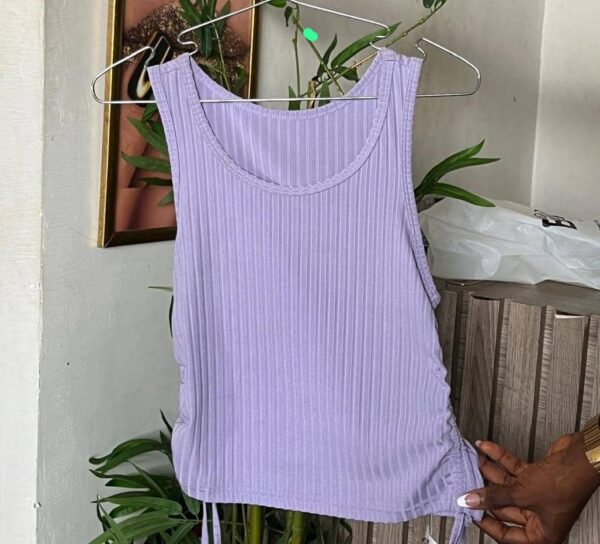 Shein ribbed purple side drawstring top 10 - Image 2