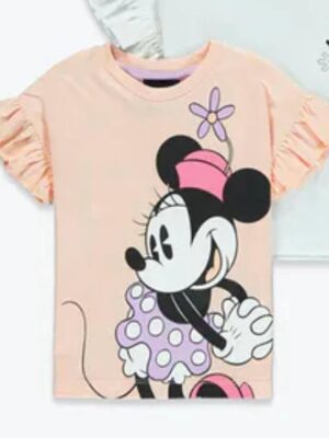 Papaya Minnie mouse baby girl t-shirt kids in coral peach
