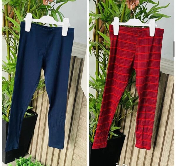 Primark Scottish red &  navy blue striped girl leggings kids