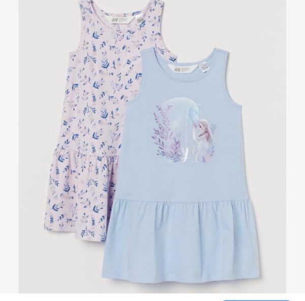 H&M jersey girl dress in purple with blue leaves kids