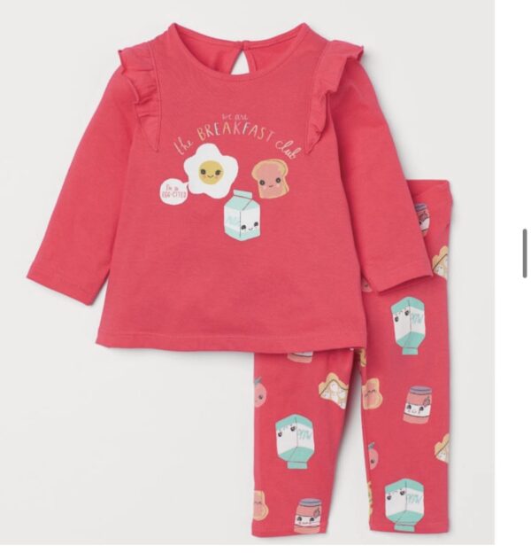 Primark 2 set pj pink 'breakfast' girl set kids 3/4yrs