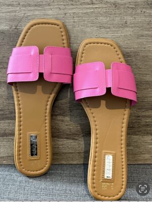 Primark top pink solid flat slippers