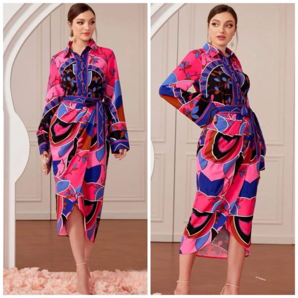 shein vintage look two piece skirt set in pink & blue