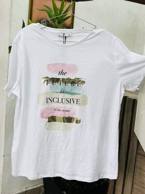 Stradivarius the future is inclusive be the change white tshirt