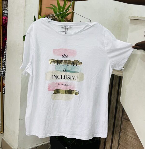 Stradivarius the future is inclusive be the change white tshirt