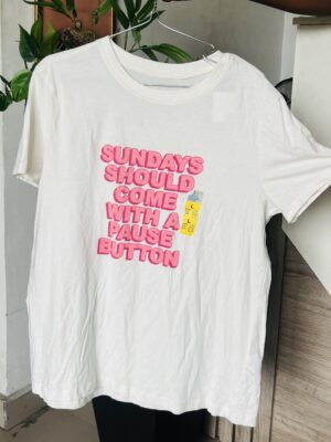 Primark Sunday should come with a pause button t-shirt in cream color