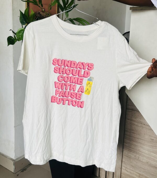 Primark Sunday should come with a pause button t-shirt in cream color