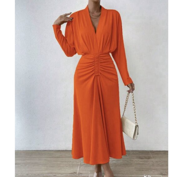 Shein plus A-line front ruched dress in orange