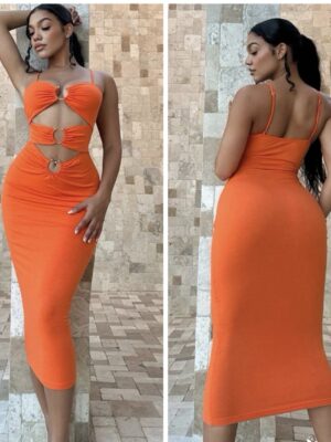 SHEIN double open front dress in orange 12/14