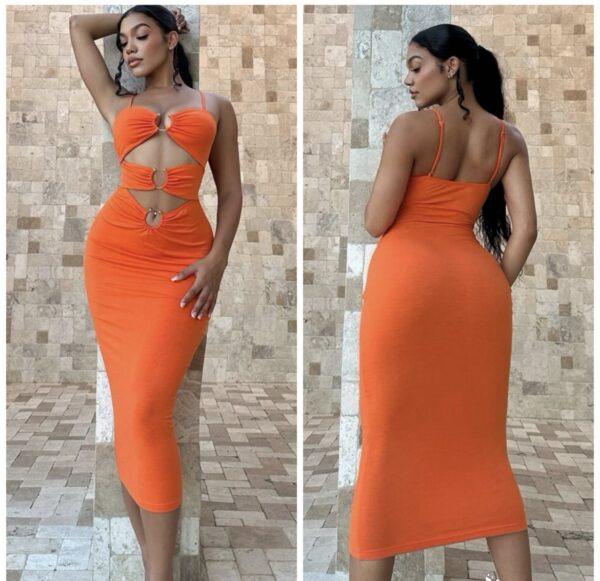 SHEIN double open front dress in orange 12/14