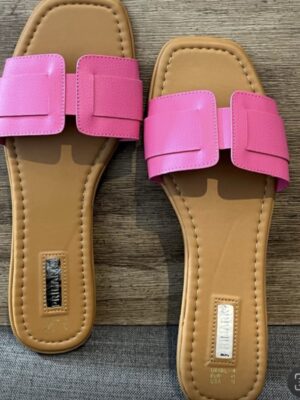Primark top pink solid flat slippers