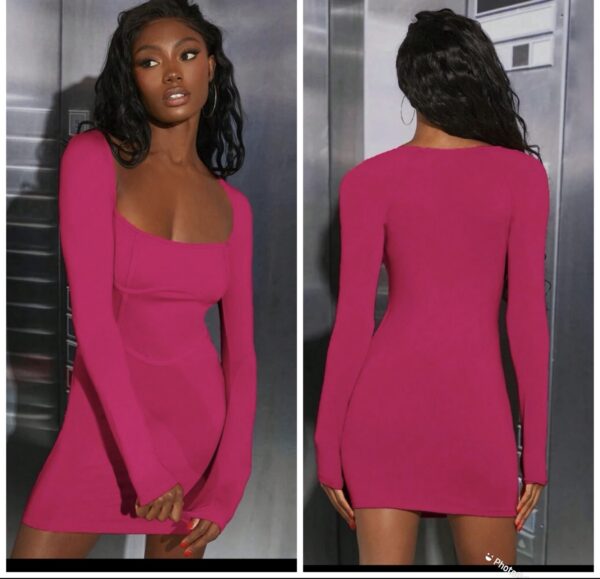 shein square neck pink bodycon dress 10