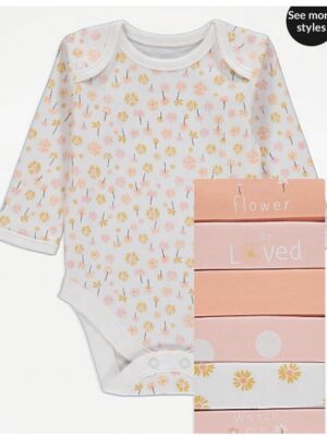 George 7 pack floral girl bodysuit