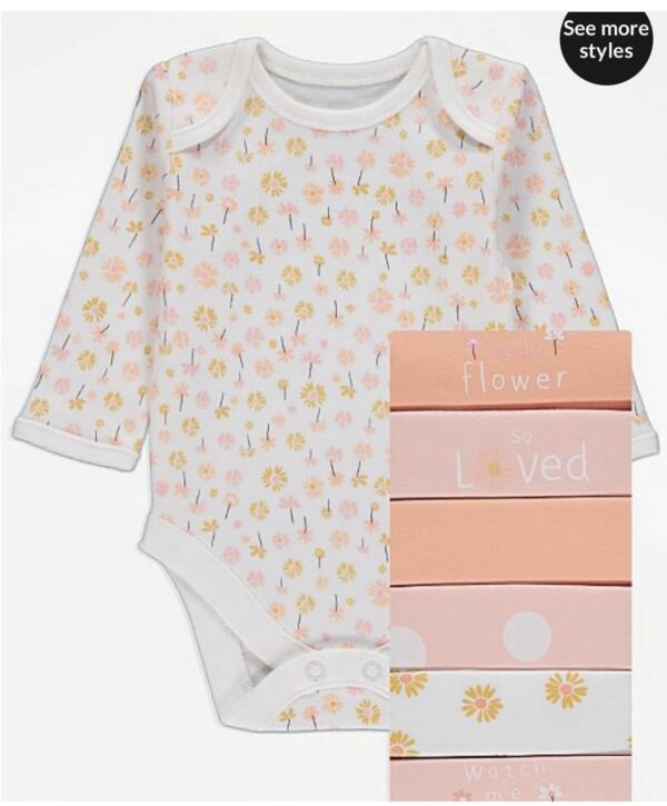 George 7 pack floral girl bodysuit