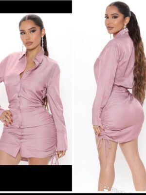 Fashionnova mauve rose pink shirt dress