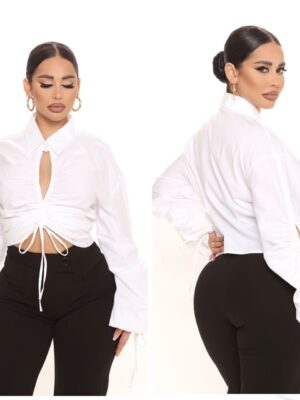 fashionnova white classy poplin crop top