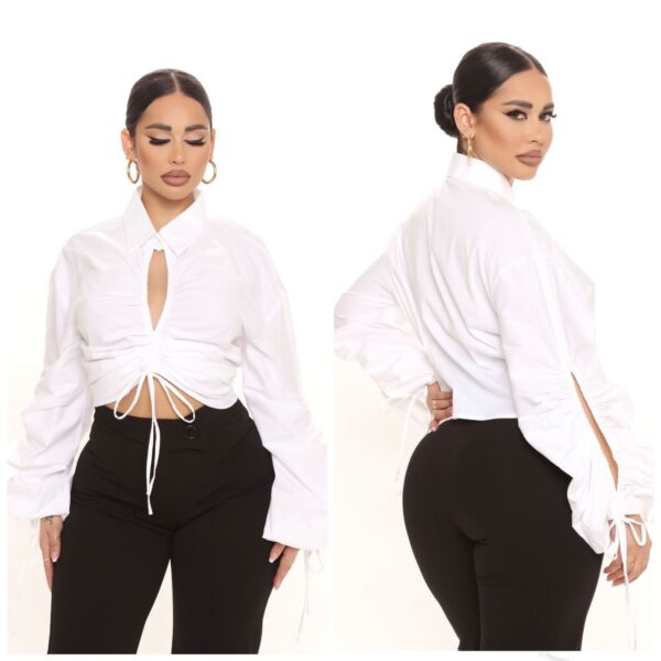 fashionnova white classy poplin crop top