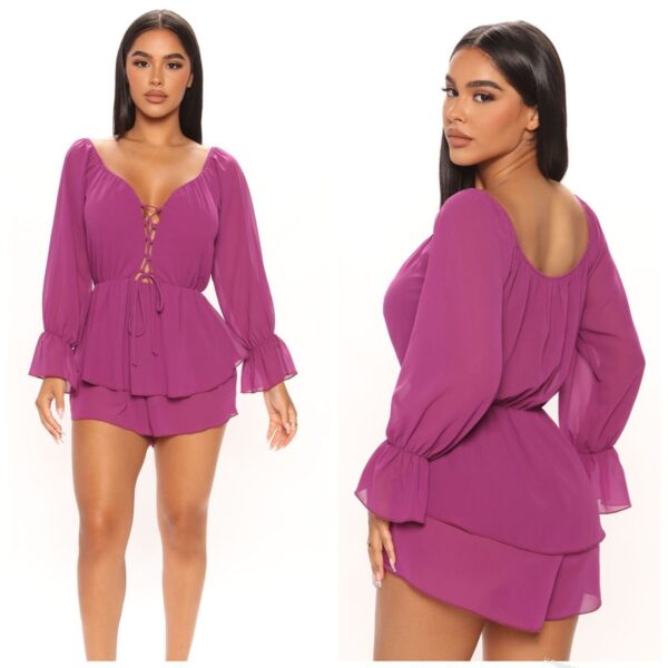 Fashionnova chiffon playsuit romper in purple/magenta