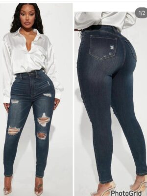 fashionnova distressed vintage color denim skinny jean