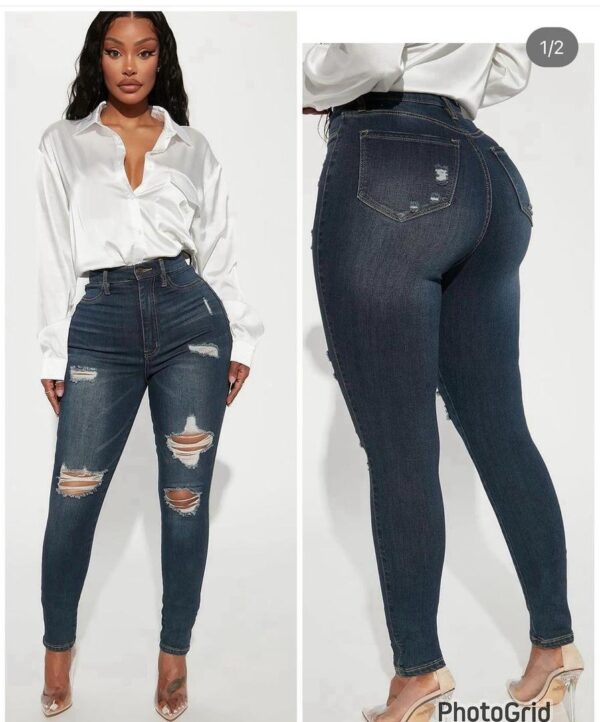 fashionnova distressed vintage color denim skinny jean