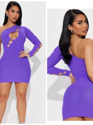 Fashionnova seamless purple dress with glitter buttons