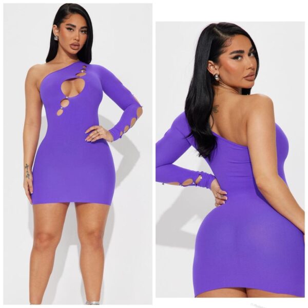 Fashionnova seamless purple dress with glitter buttons