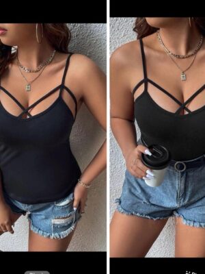 SHEIN plus cami stylish top in black