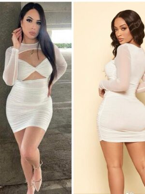 Shein bra cut out front twist bodycon dress in white 12/14