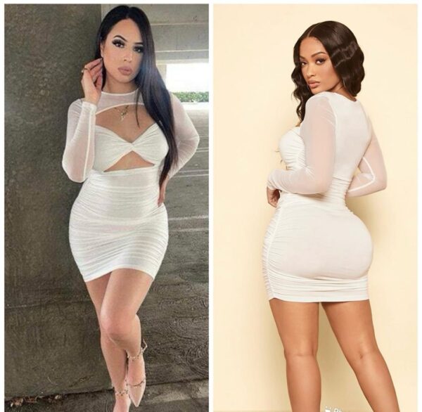 Shein bra cut out front twist bodycon dress in white 12/14