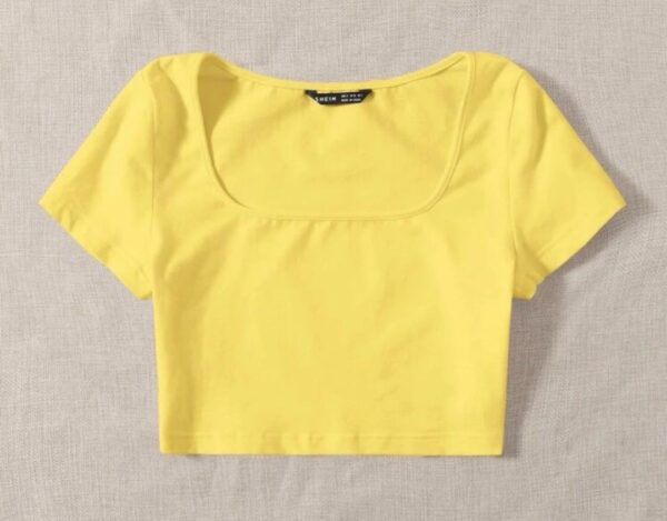 Shein mustard scoop neck crop top in yellow 10