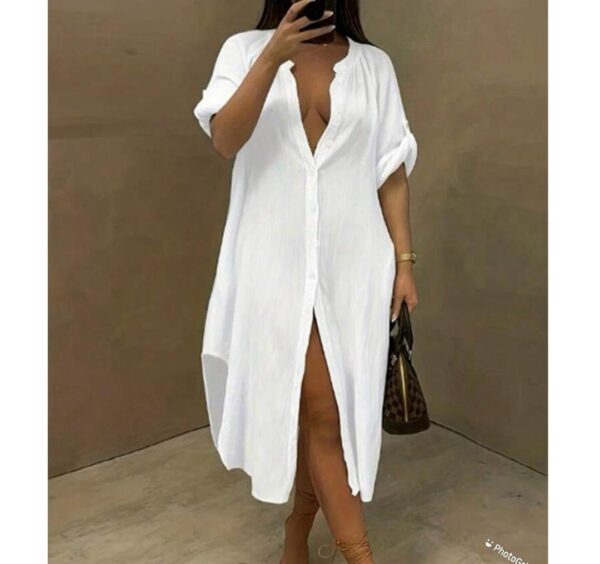 Shein plus solid shirt dress in white 18