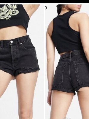 ASOS ripped denim shorts in black 10