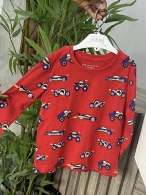 Primark red long sleeve with car characters boys kid