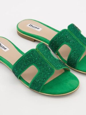 Dune green louper glitter flat slippers  40