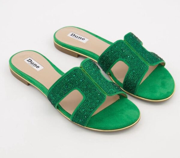 Dune green louper glitter flat slippers  40