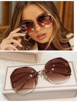 Shein round  unique sunglasses in brown
