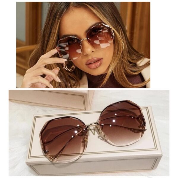 Shein round  unique sunglasses in brown