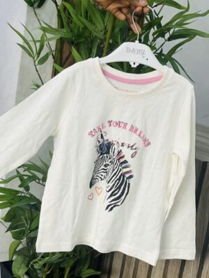 Primark 'Take your dreams zebra' long sleeve t-shirt cream girl kids