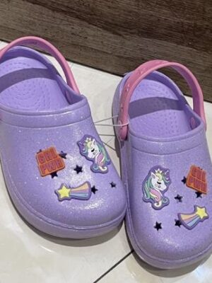 Primark purple girlie crocs with charm kids