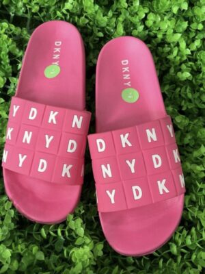 Dkny logo slides in pink & white