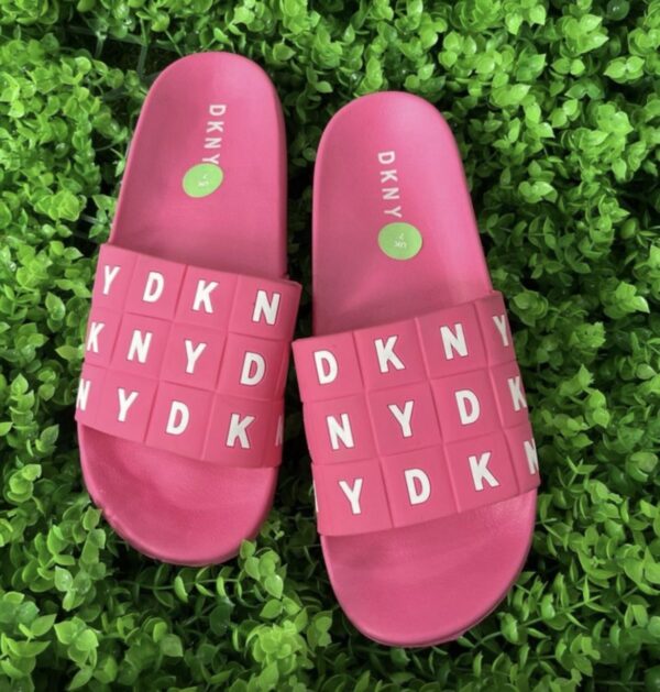 Dkny logo slides in pink & white