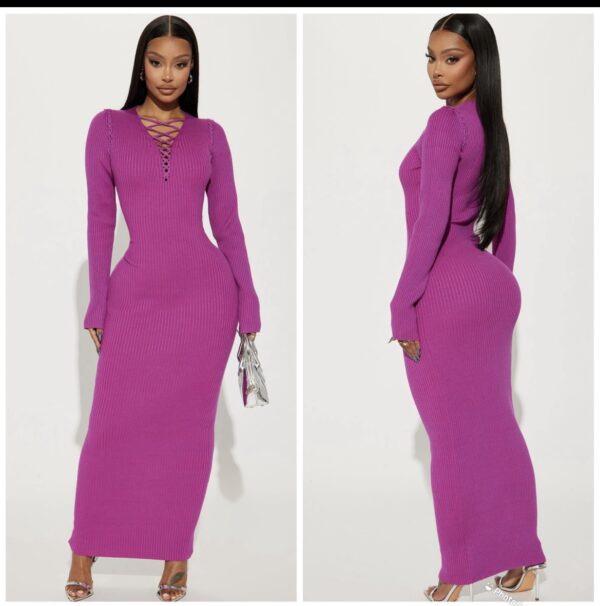 Fashionnova solid magenta/pinkish purple midi criss cross front dress