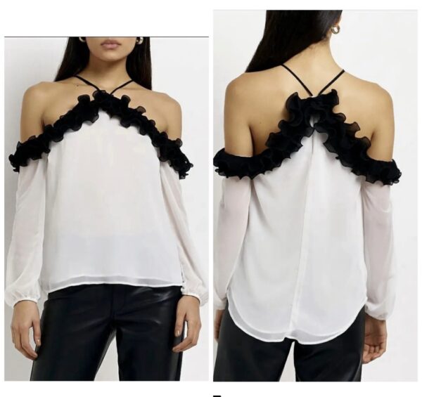 Riverisland cold shoulder long sleeve top in white 14